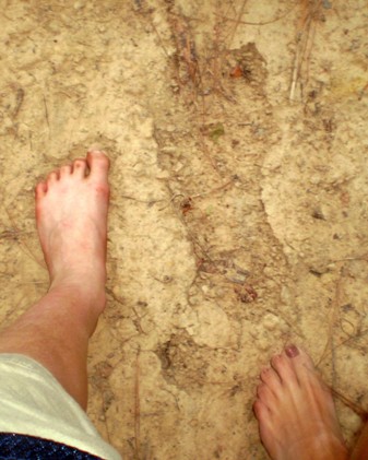 Photo of putative bigfoot track measuring 13 inches in length and 5 inches in width.