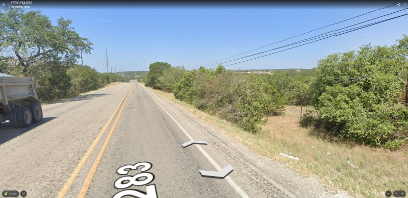 Google road view: Area where creature cross road. (Facing West on FM 1283)